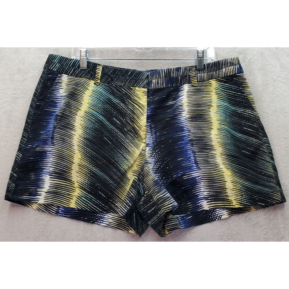 LOFT Ann Taylor Bermuda Shorts Women Size 16 Navy Yellow Striped Original Cotton - Picture 1 of 6